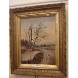 A. Robson: an ornate gilt framed oil on canvas entitled 'An Autumn Evening' - signed - 45cm X 34cm