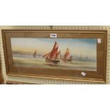 Garman Morris: a gilt framed and slipped watercolour entitled 'Evening Boats Going Out' - signed -