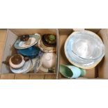 Two boxes containing a quantity of assorted ceramic and glass items including large T.G. Green