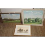 Tom Talbot: a vintage framed oil on board, depicting a view of a rural village - sold with an oil on