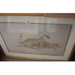 †Robin Armstrong: a gilt framed large format limited edition coloured print depicting a recumbent