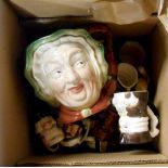 A box containing a large quantity of Toby and character jugs of various size and maker including