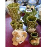 A small quantity of Sylvac items including frog money box, swan set, vases, etc.