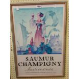 A framed large format advertising print for Saumer Champigny