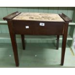 An early 20th Century stained wood locker piano stool with sheet music contents