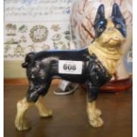 A modern painted cast iron doorstop of bulldog form