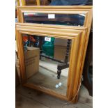 Two modern pine framed oblong wall mirrors