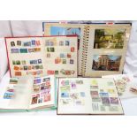 Three schoolboy stock albums with GB and world stamp contents - sold with an album of 20th Century