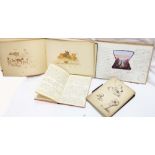 A late Victorian sketch album containing original drawings, watercolours and handwritten entries -
