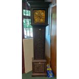 A 19th Century carved oak longcase clock, with 28.5cm brass square dial and eight day bell