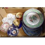 A box containing a quantity of assorted ceramic items including Aynsley cups and saucers, Copland