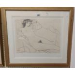 †Pablo Picasso: a gilt framed limited edition monochrome sketch print of Genevieve Laporte with