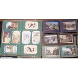 Four postcard albums containing collections of early 20th Century and later postcards including