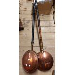 A 19th Century copper warming pan of hot water fill form - sold with a similar hot coal style