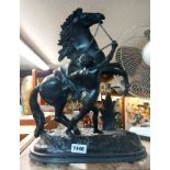 A large 19th Century spelter Marley horse figurine, with black patina finish