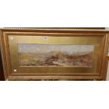 William Widgery: a gilt framed and slipped panoramic watercolour, depicting an extensive moorland