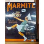 A modern reproduction printed tin Marmite advertising sign