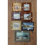 Bill Ransom: six framed small format pictures comprising three oils and three acrylic, various views