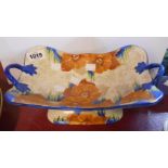 An Art Deco period Carltonware Handcraft pottery basket with bold hand painted flowers and blue