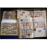 A tartan case containing a King stock book with mainly 20th Century GB and world stamp contents,