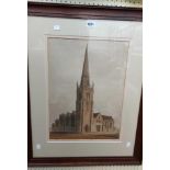 John Buckler: an oak framed antique watercolour, depicting the North East View of Saint Helen's