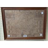 John Speede: an oak framed monochrome map print of Surrey, with applied antique finish