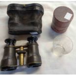 Cased pair Opera glasses - sold with a boxed glass measure