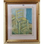 Vincent Van Gogh: a gilt framed National Gallery edition coloured print entitled 'The Chair and