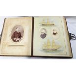 A late Victorian Navy themed leather bound cabinet album containing a collection of mainly posed