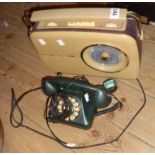 A Bush portable radio - sold with a vintage push-button telephone
