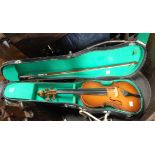 A vintage Chinese 'Lark' violin and bow in hard carry case