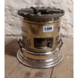 An Elkington silver plated spirit burner plate warmer with two handles and pierced gallery