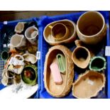 Two small crates containing a quantity of ceramic items including Sylvac vases, etc.