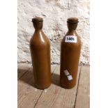 Two antique copper hot water bottles with brass screw top fittings