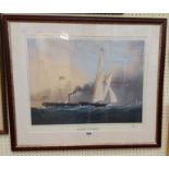 Tim Thompson: a framed coloured maritime print entitled 'The Great Yachts', depicting the British
