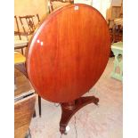 A 1.03m Victorian mahogany tilt-top breakfast table, set on faceted pillar with trefoil base