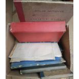 A box containing a collection of antique and later Atlases and paper folding maps including The