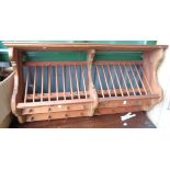 A 1.1m vintage pine wall hanging plate rack - by the Penny Pine Co.