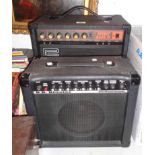 A Roland Spirit Bass 15 amplifier - sold with a B.B.B Blaster BB20R 20W Reverb Guitar amplifier