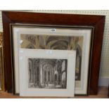 John Harwood: a framed antique monochrome engraving, depicting the interior of St. Paul's