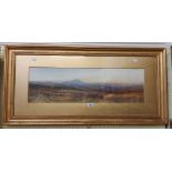 William Widgery: a gilt framed and slipped panoramic watercolour, depicting an extensive moorland