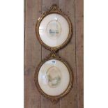 R.A.K. Marshall and E.W. Evans: two matching antique gilt framed oval watercolours, one with a