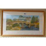 Jack Woodford: a framed pastel, depicting a view of Two Bridges, Dartmoor - signed