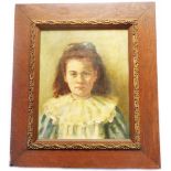 M. Thuel: an oak framed late Victorian oil on canvas portrait of 'Kathleen O'Neill aged 6 years' -