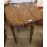 A 52cm 19th Century inlaid mahogany narrow drop-leaf table with gated action, set on square