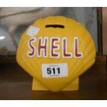 A modern painted cast-iron Shell Oil money box