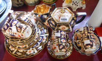 A quantity of Royal Crown Derby teaware mainly in the 2451 Imari pattern including cups and saucers,