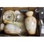 A box containing a quantity of assorted ceramic items including Crown Devon vase, etc. - various