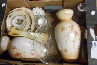 A box containing a quantity of assorted ceramic items including Crown Devon vase, etc. - various
