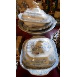 A small quantity of blue and white china including Bovey pottery Asiatic Pheasant vegetable dish,